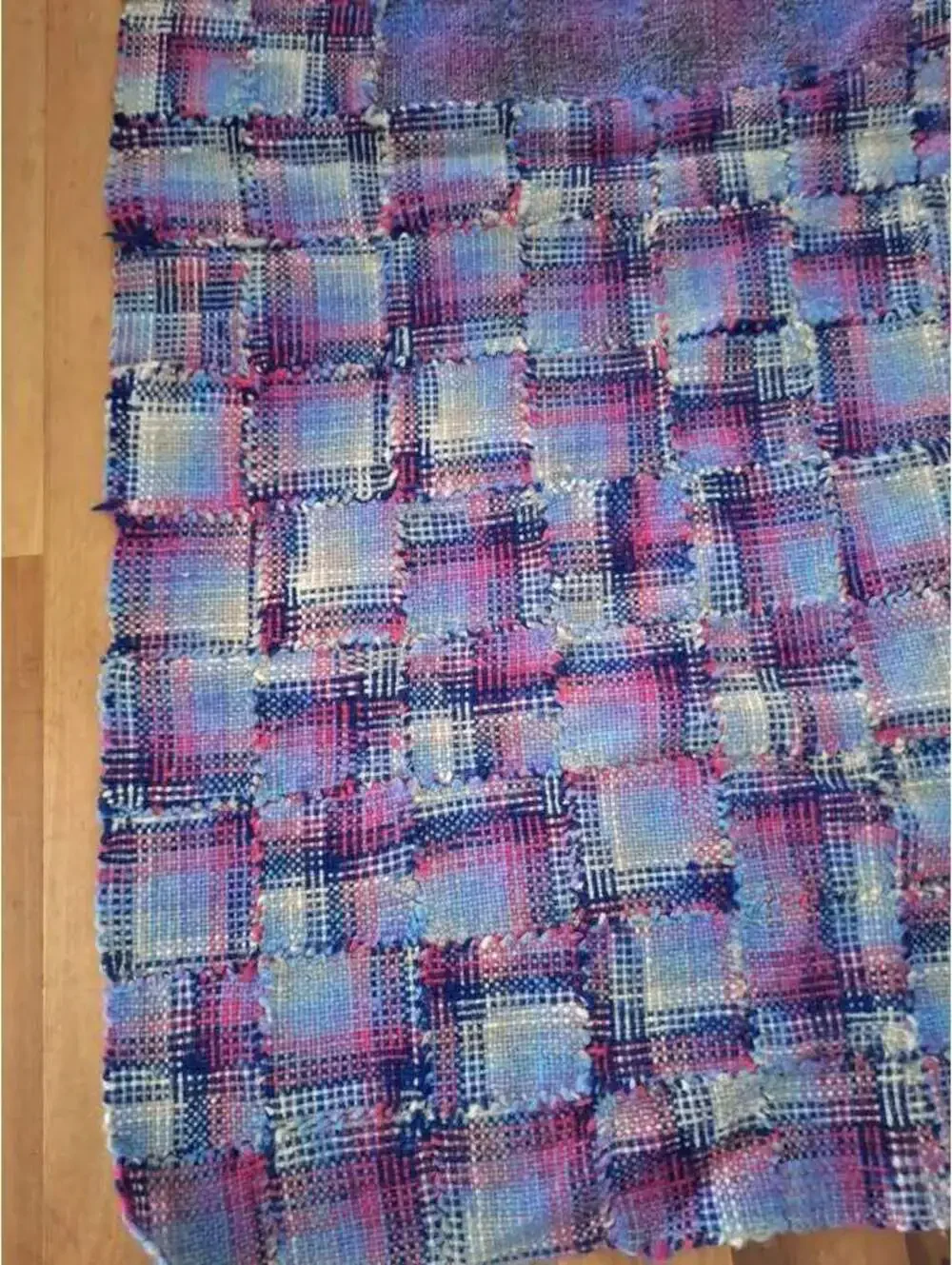 Vintage pin loomed quilt, warm wool, lap sized, gorgeous colors!